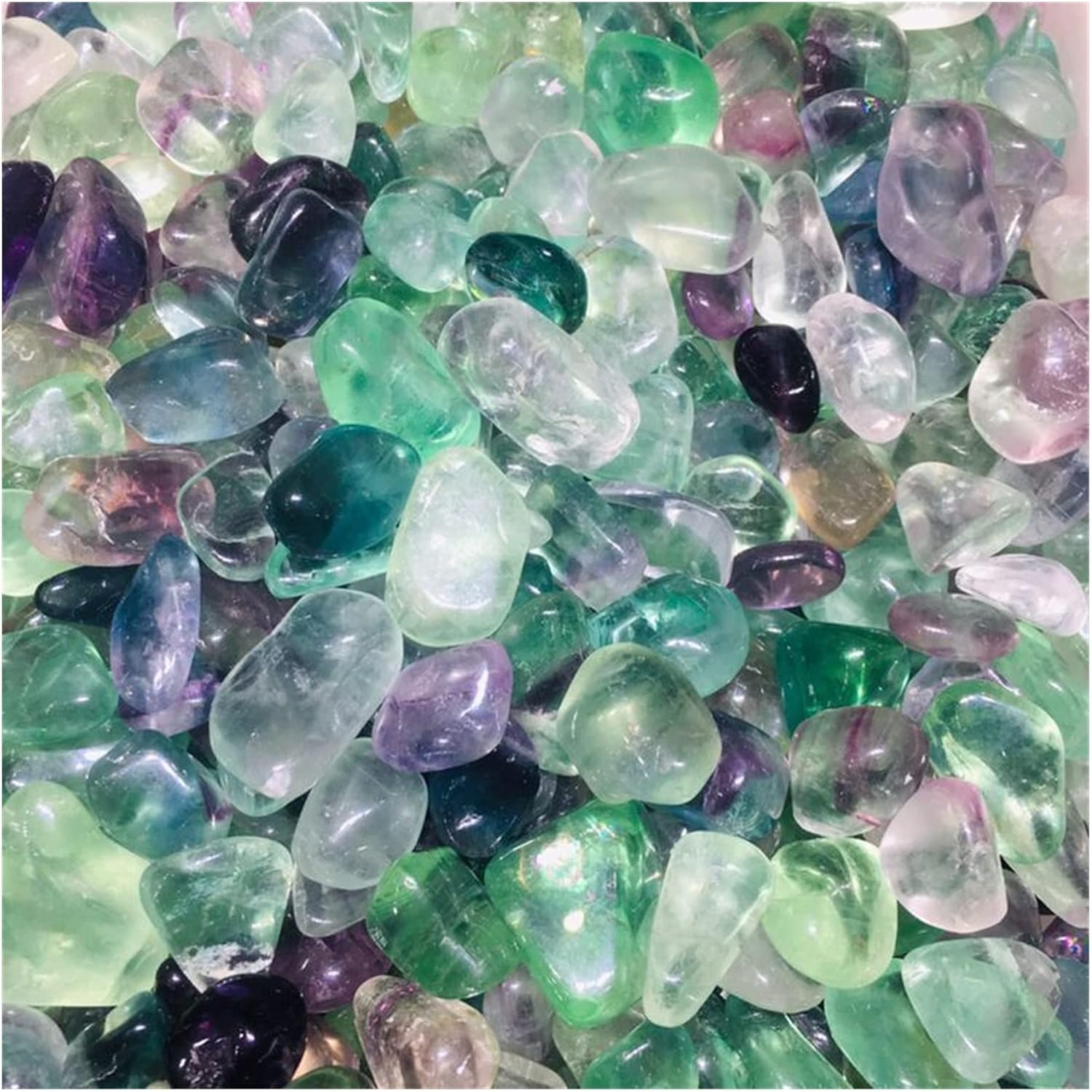 Natural Crystal Rough Natural Colorful Fluorite Crystal Polished Fluorite Gravel Stones for Aquarium (Size : 300g)