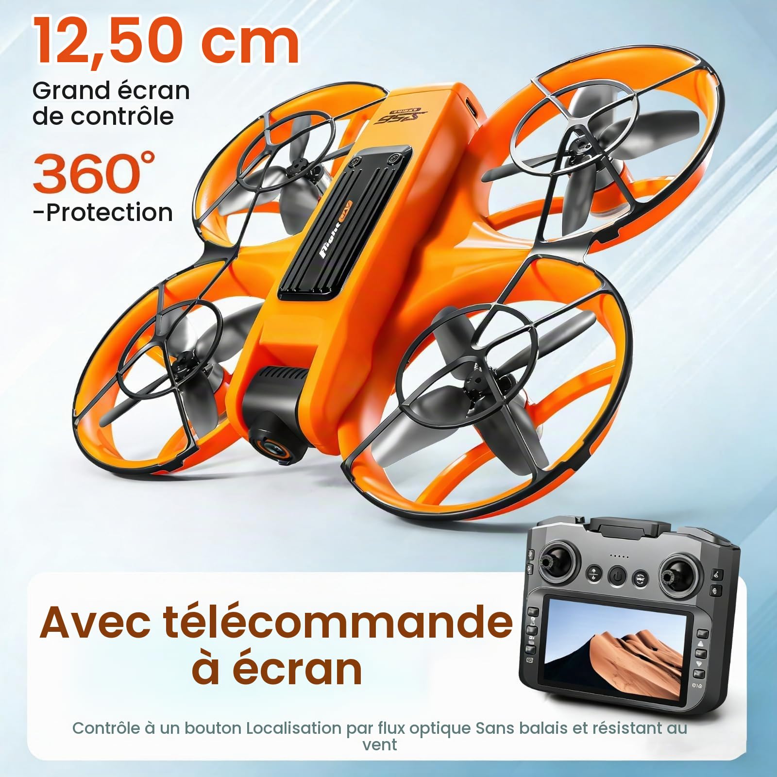 Drone Avec Caméra HD Et Écran 4,9 Inches, Moteur Brushless, Double Caméra, Flux Optique, Figures 360°, Décollage 1 Touche, Carte SD Et 2 Batteries, Idéal Pour Débutants