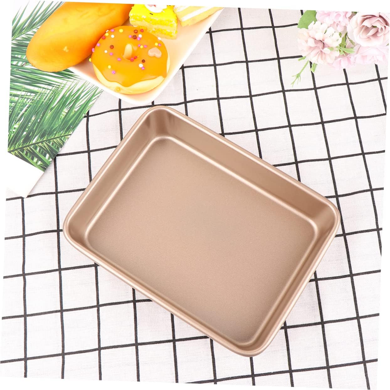 Nonstick Square Cake Pan Heavy Duty Steel Baking Tray Safe Baking Sheet for Home Restaurant
