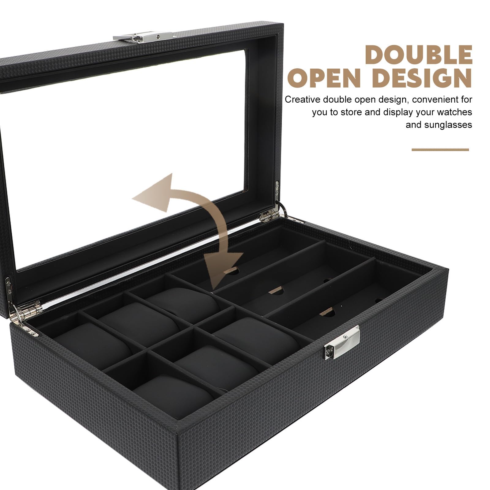 Toddmomy Uhrenbox Organizer für Uhren und Sonnenbrillen Schwarz