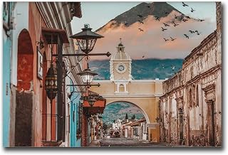 Canvas Painting PicturesAntigua Guatemala Colorful Poster Print Horizontal Antigua Guatemala Photo Wall Art Wall Decor Travel Print Bedroom Kitchen Office Home Wall Decor 12x18inch-without Frame