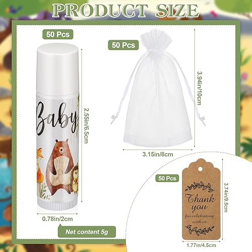 Miniatura 2 de Fumete Paquete de 50 bálsamos labiales a granel de animales del bosque, regalos de fiesta de baby shower, regalos para invitados, niños y niñas,