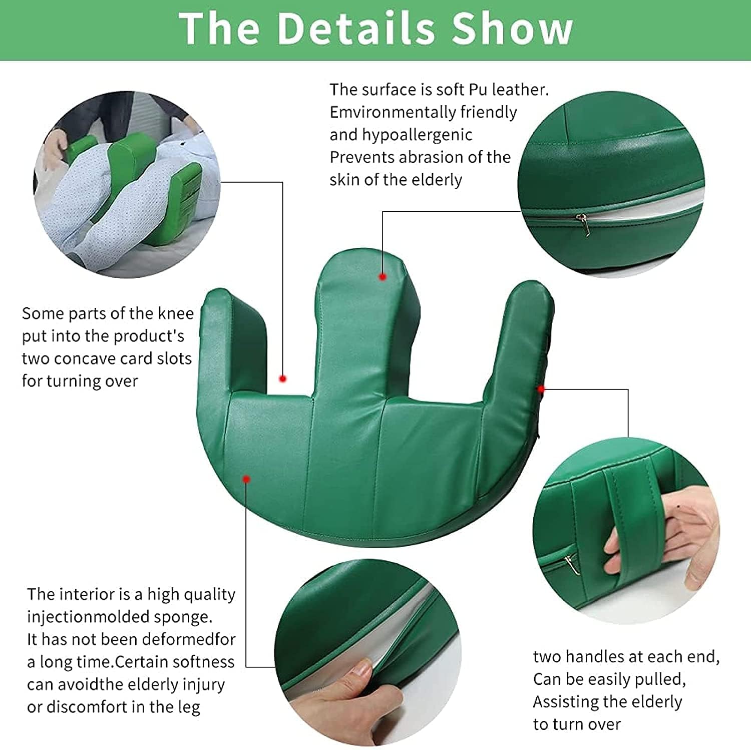 Bed Rest Patient Turning Device- Multifunctional PU Leather Anti- Decubitus Transfer Pad, Paralysis Bed Rest Nursing Products to Help Elderly Turn Over