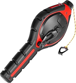 HAUTMEC Pro Chalk Line, Handle with Chalk Line Tool Releaser, 30m/100ft Bold Chalk Reel, Layout Chalk Box, Handle with 6:1 Gear Ratio Speed, HT0384-CL