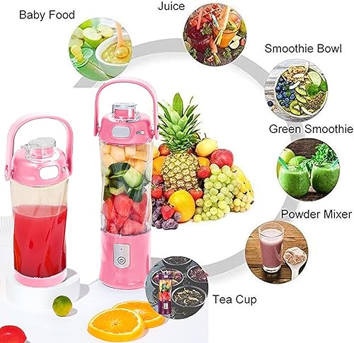 Miniatura 3 de Licuadora portátil de 20 onzas, 19.6 fl oz, licuadoras personales para batidos y hielo triturado, potente mini licuadora portátil de 270 W con tapa