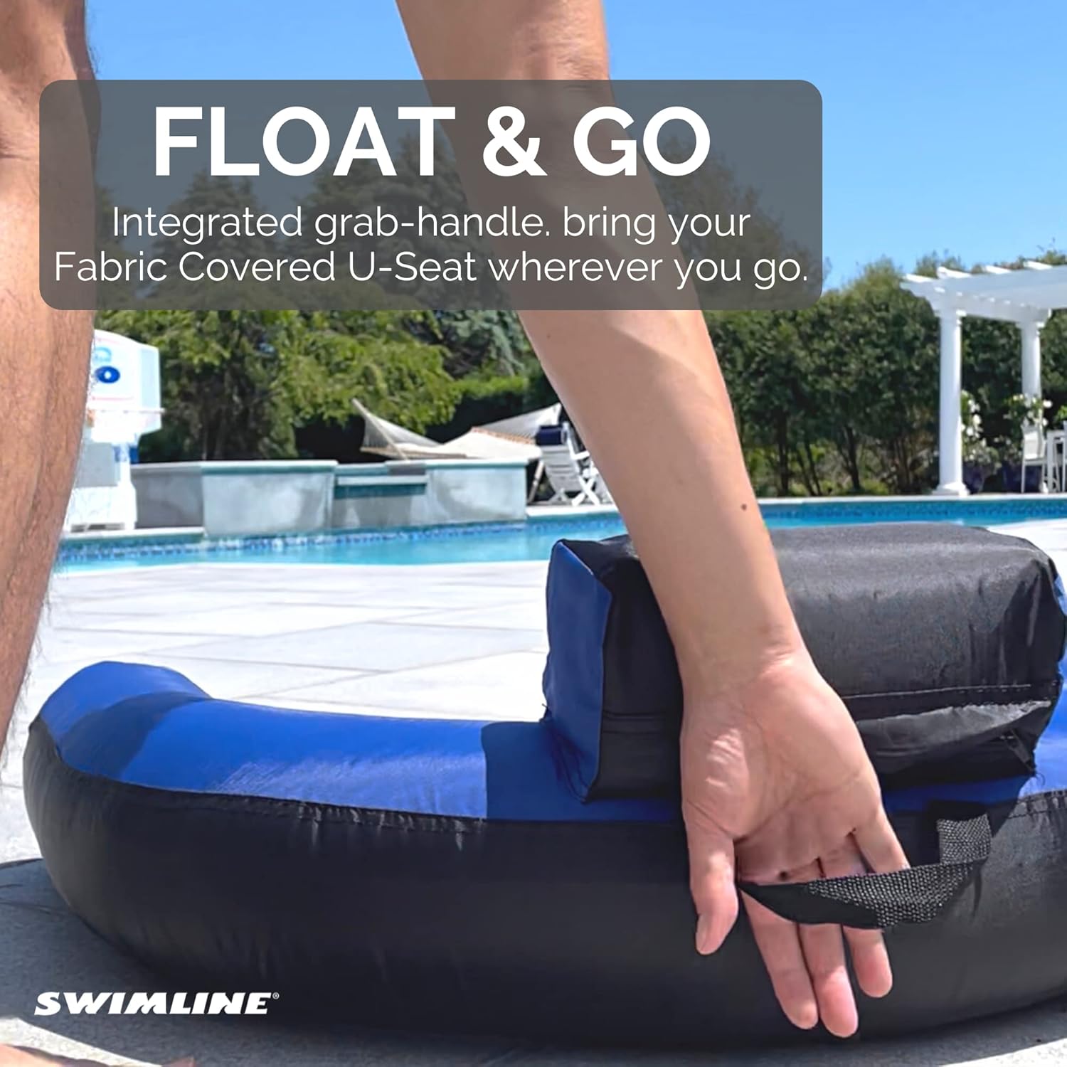 SWIMLINE ORIGINAL Fabric Covered U-Seat Inflatable Pool Lounger | With Comfortable Sling Seat, Back Rest, and Built In Cup Holder | For Pool, Beach, Lake, and More : Toys & Games