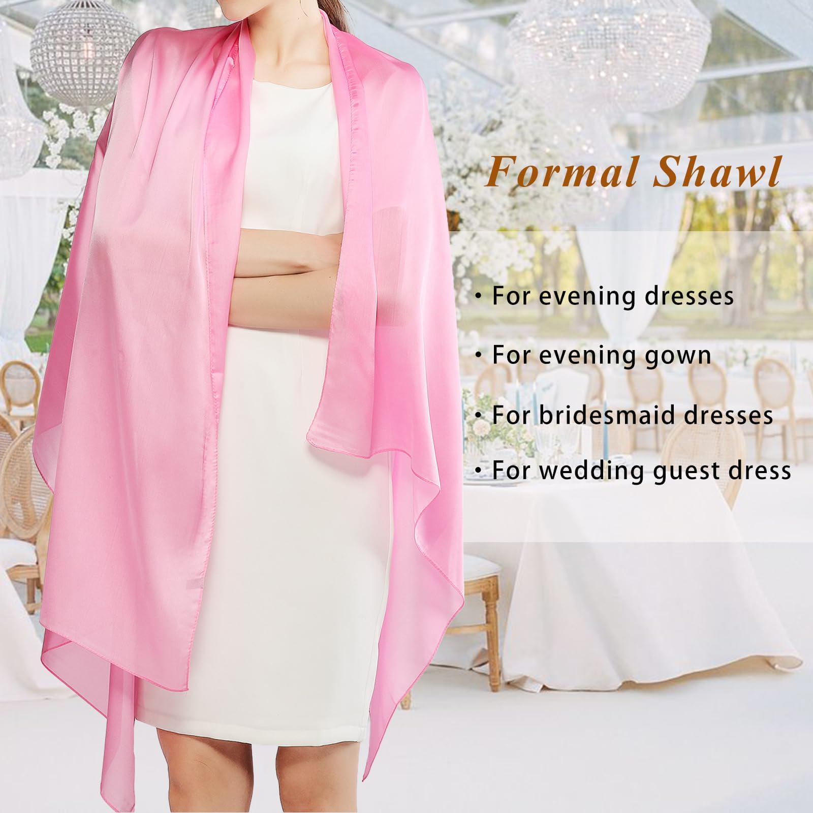 RIIQIICHY Foulard Sciarpa Seta Donna Pashmina Stola Scialle Cerimonia Abito da Sera Elegante Sposa