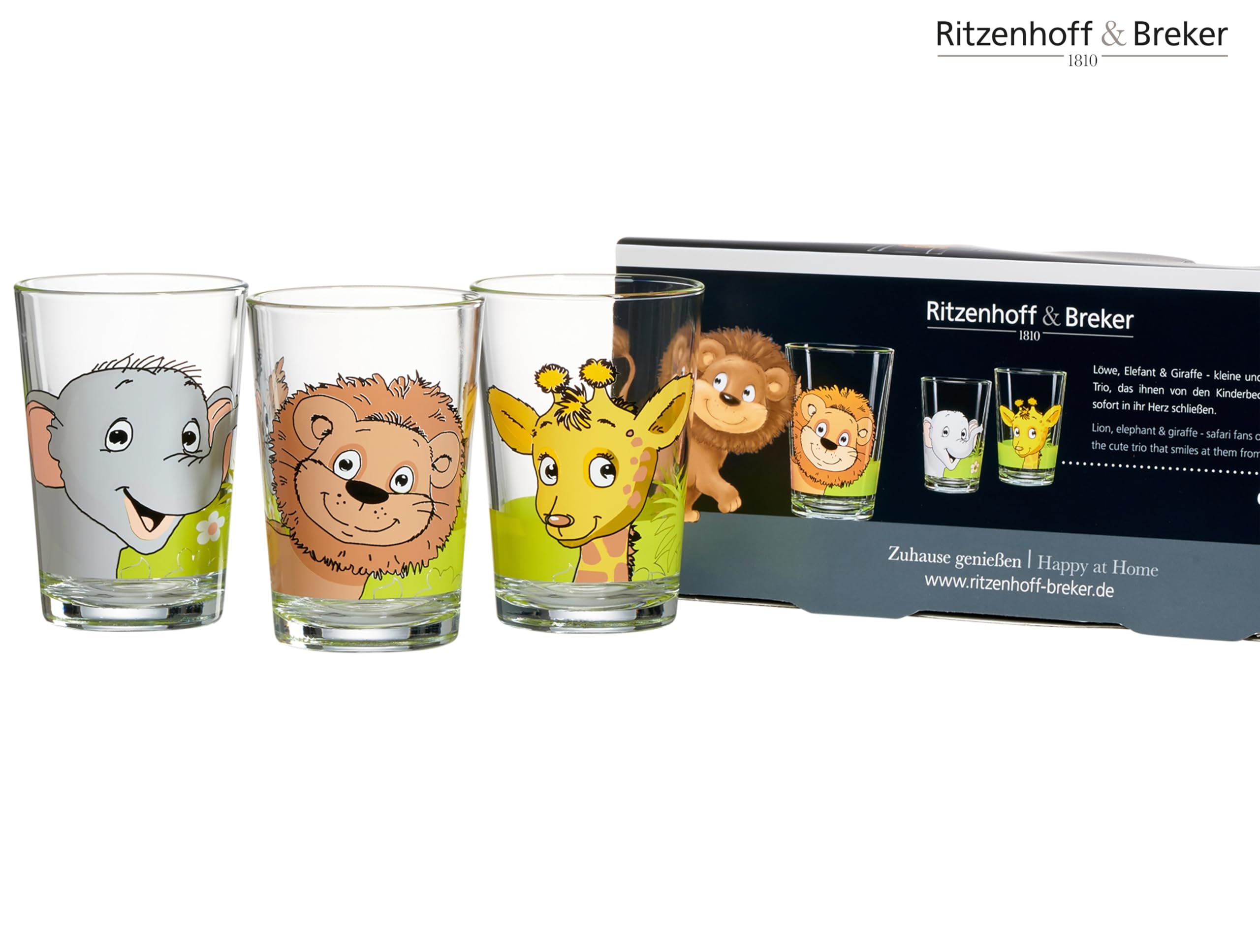 Ritzenhoff & Breker Lot de 6 verres pour enfant, motif animaux africains