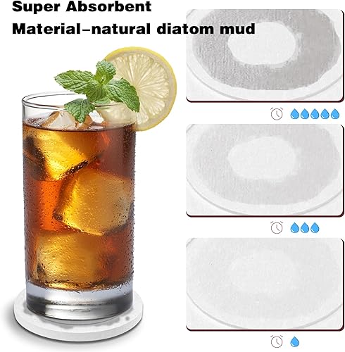 Miniatura 4 de Juego de 4 posavasos de tierra de diatomeas con ranuras, posavasos absorbentes para bebidas, bandejas de piedra absorbentes de agua para fregadero,