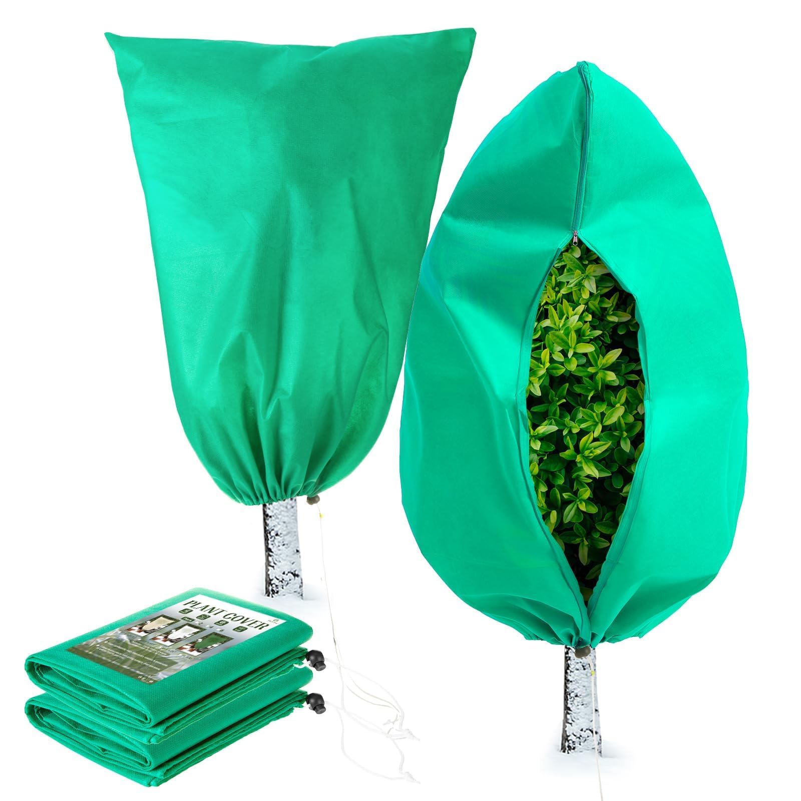 2 Pack Plant Covers Freeze Protection, 80cmX120cm Frost Blankets for Winter
