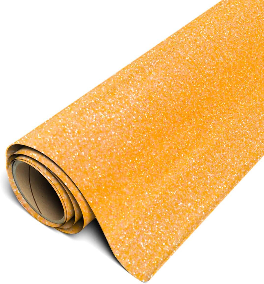 Siser Glitter HTV 20" x 10ft Roll - Iron on Heat Transfer Vinyl (Translucent Orange)