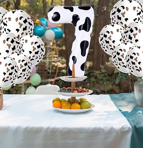 Miniatura 5 de Globo de número 7 de 40 pulgadas de aluminio Mylar con el número de globo con estampado de vaca para cumpleaños de 7 cumpleaños, baby shower,