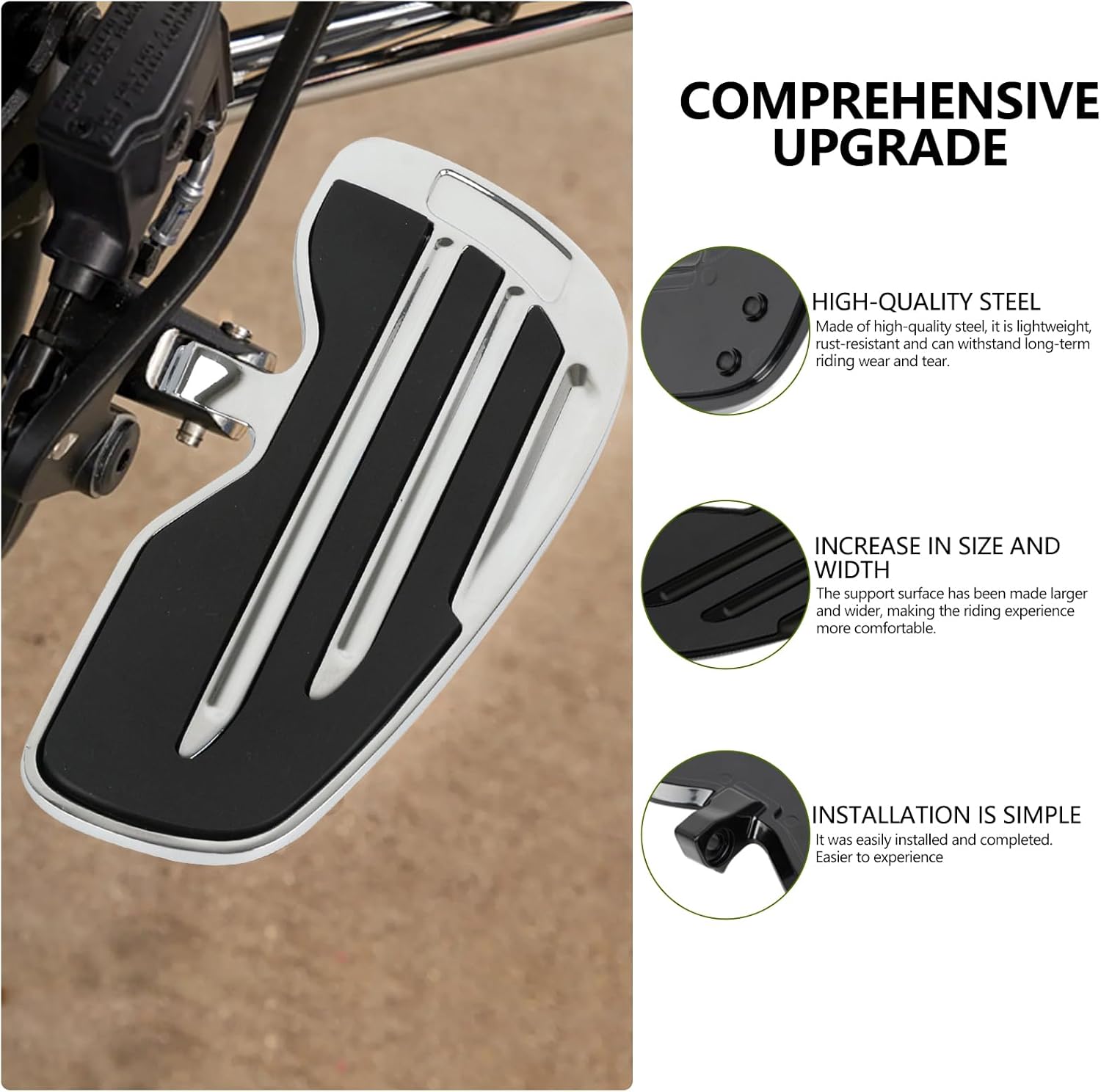 Motorcycle Driver Floorboards Foot Pegs Compatible with Indian Scout Sixty Bobber Replacement Part 2015-2024 Chrome