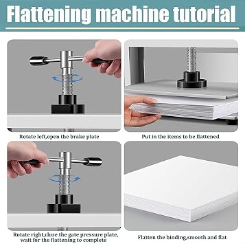 Bookbinding Press Machine, A4/A3 Flat Paper Press Machine, Manual Book Flattening Nipping Machine, Heavy Duty Bookbinder Double Balance Rod Paper Press Machine,A3