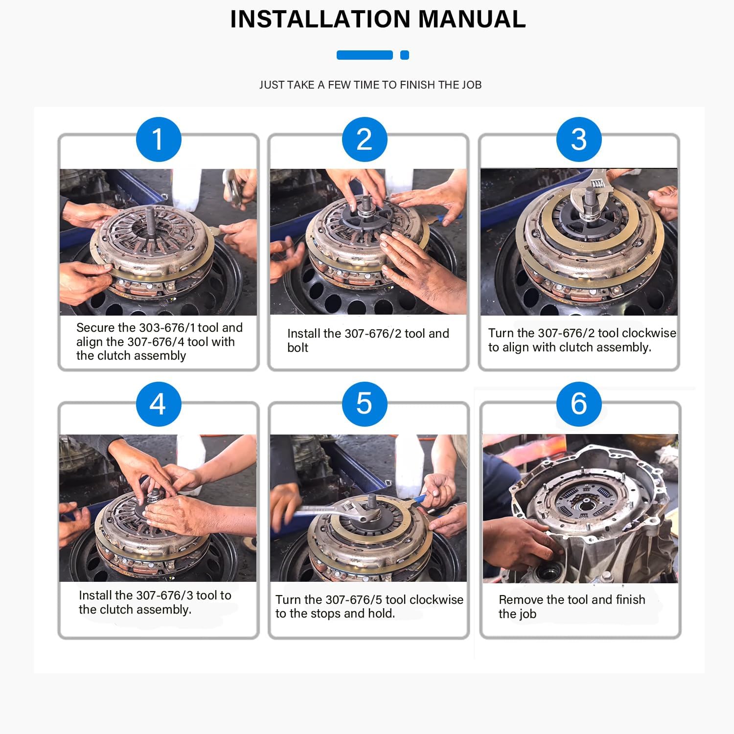 Dual Clutch Transmission Reinstall Reset Tool Set Suitable for Ford Focus DCT 6 Speed Dry Dual Clutch Transmission Remover Installer Kit for Reuse DPS6-DCT F1FZ-7B546-B