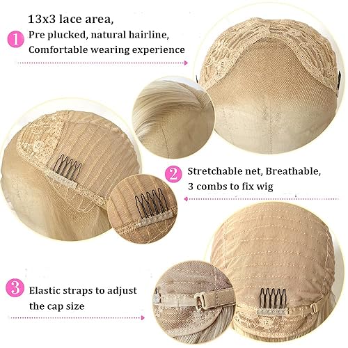 Miniatura 6 de QD-Tizer - Peluca de moda de cabello sintético largo lacio con encaje frontal para mujer