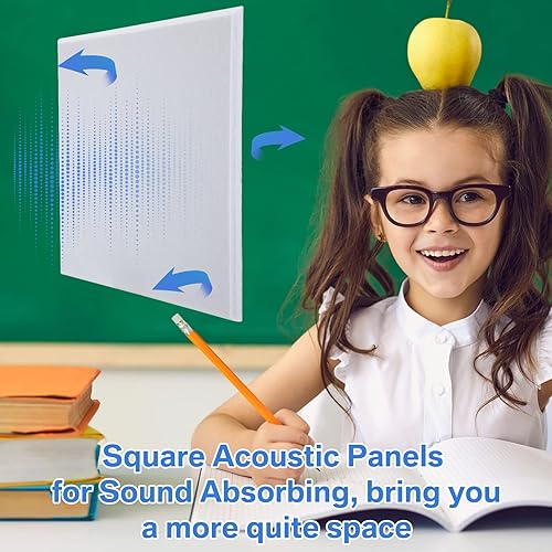Miniatura 5 de 60 paneles acústicos de 12 x 12 x 0.4 pulgadas, tablero cuadrado de absorción de sonido, paneles de pared autoadhesivos insonorizados, azulejos de