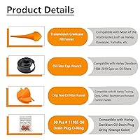 Vista 4 de Kit de cambio de aceite compatible con Harley, llave de tapa de filtro, herramienta de llenado de cárter, embudo de aceite de caja primaria