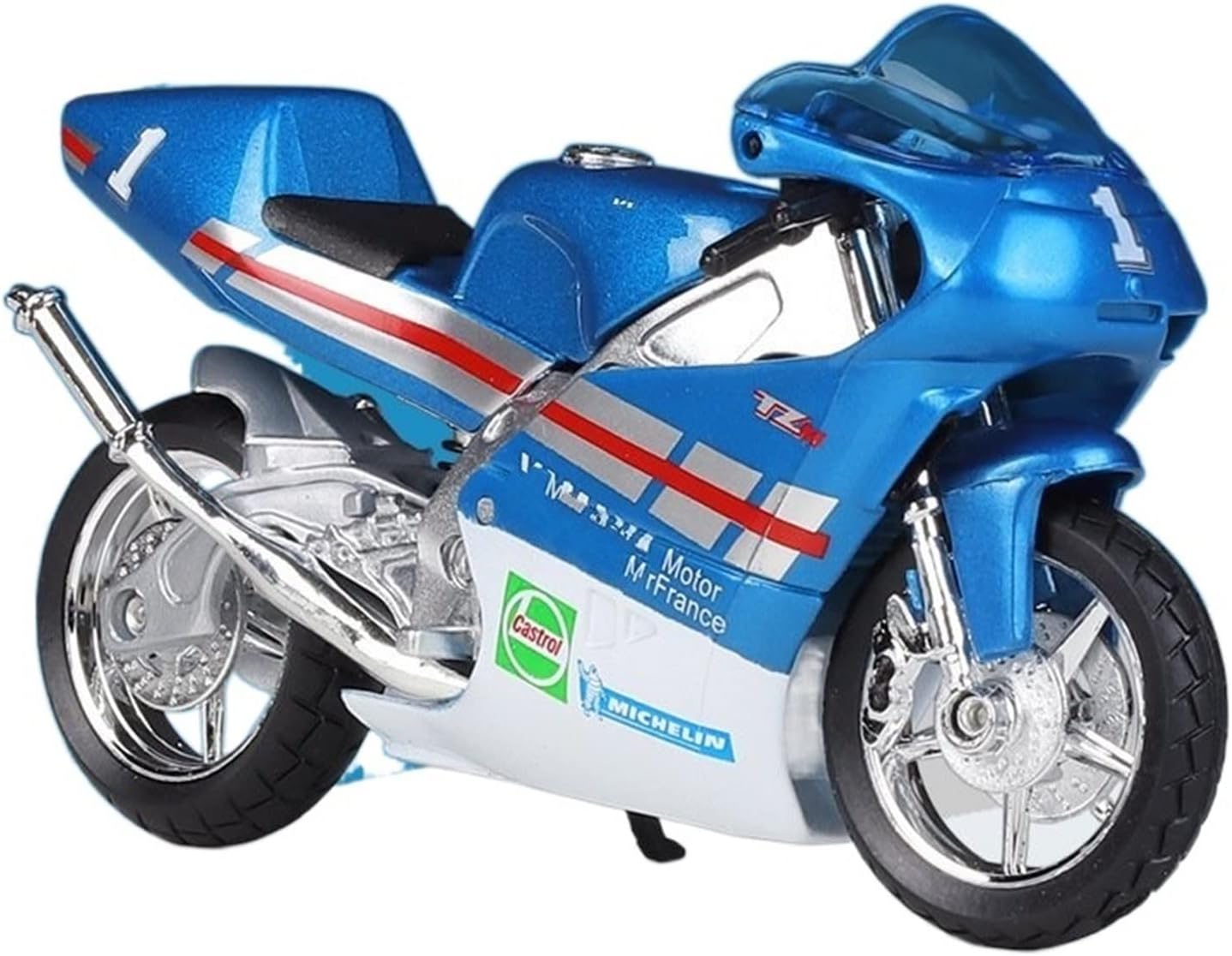 HTASFCI Motorcycle Model for Yamaha TZ250M 1:18 Alloy Racing Car Model Simulation Die-Casting Metal Locomotive Locomotive Model Collection Gift Miniature Scale Vehicles