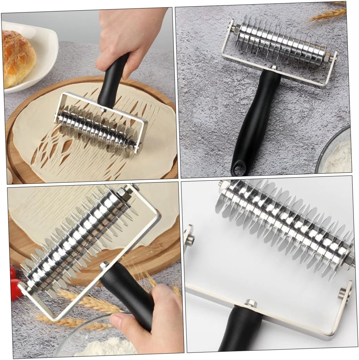 SOLUSTRE Ergonomic Handle Dough Lattice Roller for Pastry Cookies Pizza Bread Non Slip Comfortable Grip Baking Cutter Tool for DIY Crusts and Fishnet Designs Lightweight Household Kitchen