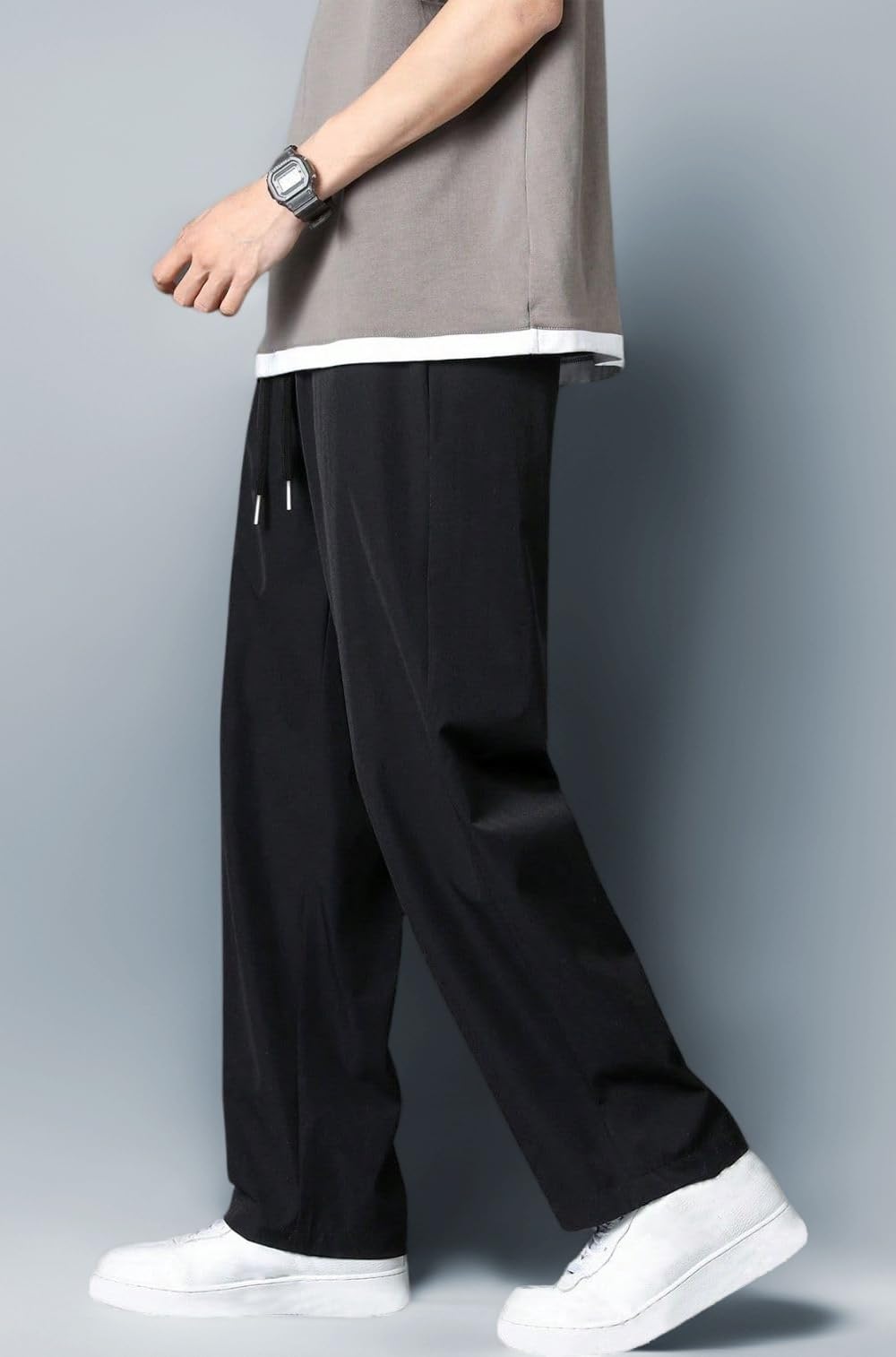 GRECIILOOKS Lycra Track Pants for Men โ Stretchable Loose Fit Gym Joggers | Korean Style Workout Pants with Trendy Gym & Streetwear Bottoms with Utility Pockets (Available in Plus Size and Combo Pack of 2)