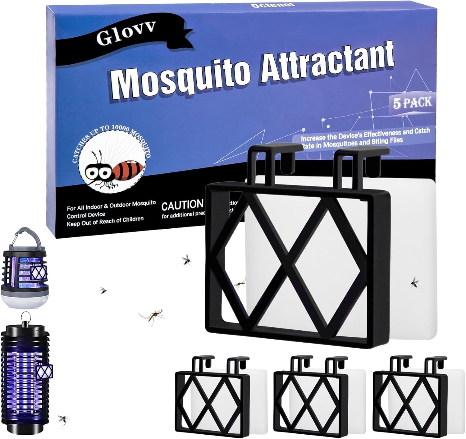5 Lures Mosquito Attractant Bait Refill Cartridge with Hanging Hook for Bug Zappers, Fruit Fly Traps for Indoors Outdoor to Trap and Increase Catch Rates