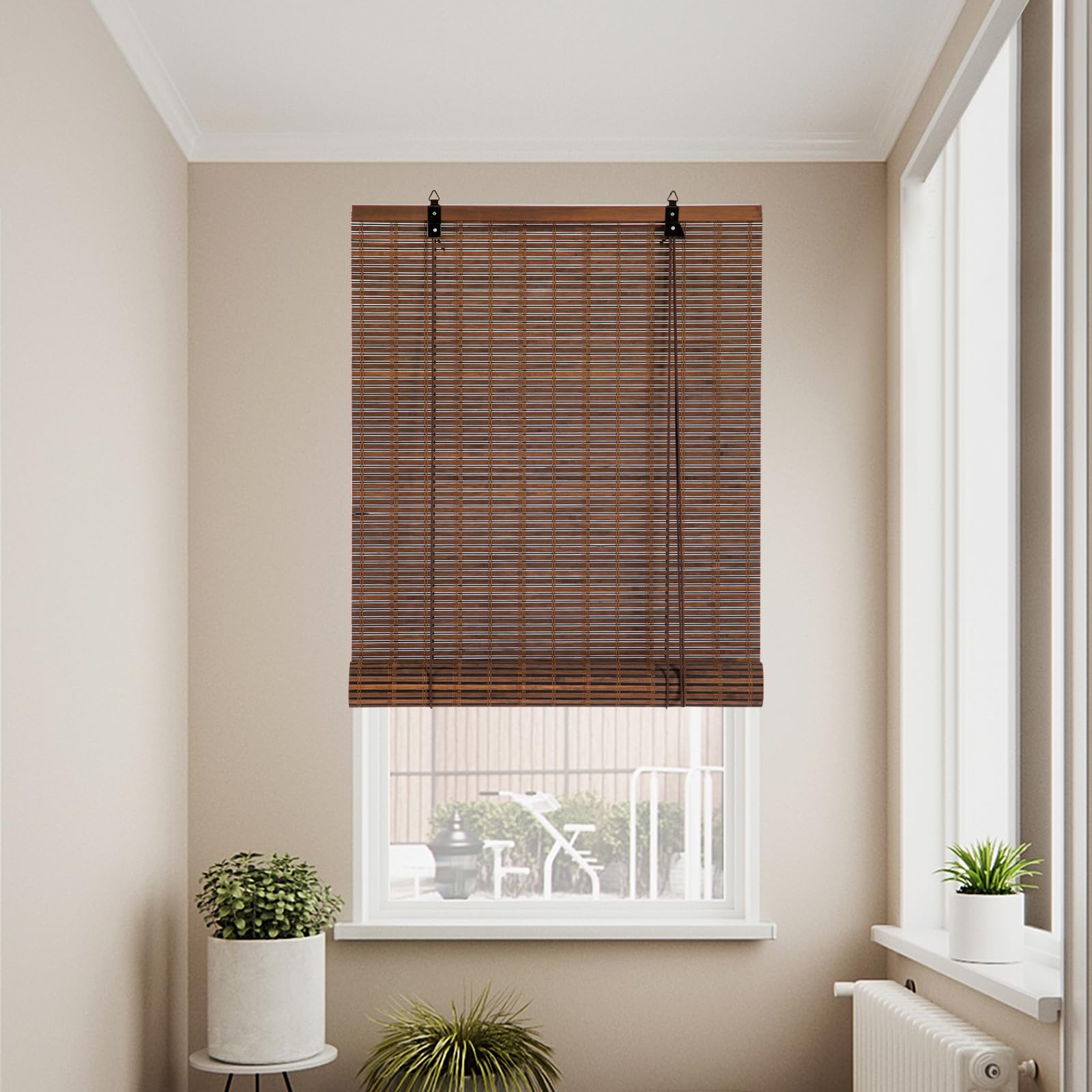 Bamboo Wooden Roll Up Blinds, Bamboo Roll Up Shades for Windows, Light Filtering Bamboo Blinds for Indoor Outdoor Home Patio Porch (36''W X 72''H)