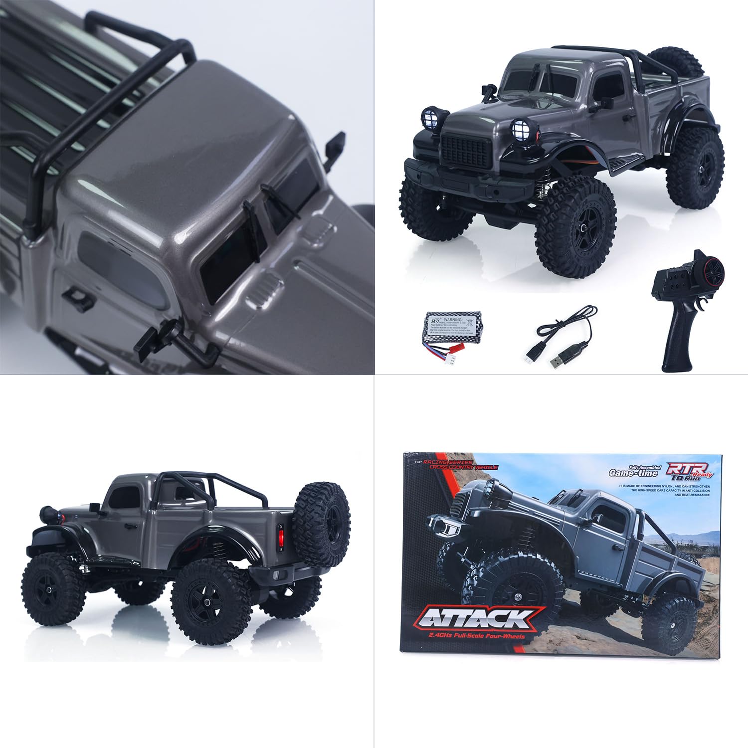 TOUCAN RC HOBBY 2,4G Funkgesteuerter Pickup Truck 1:18 4WD RC Geländewagen C8813 Simulation Rock Crawler Auto RTR Bürstenmotor ESC Batterie Outdoor