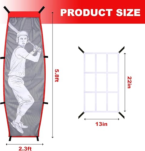 Miniatura 4 de VAIPI Béisbol Softbol Pitching Target Dummy Batter Strike Zone Net Jaula de bateo Equipo de entrenamiento de ayuda práctica deportiva para golpear y