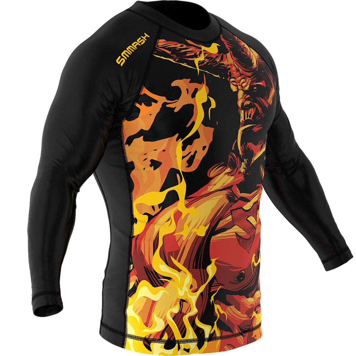 SMMASH Hellion Rashguard Niño Manga Larga, Camisetas para MMA, Artes Marciales, Deportivo Niño Camiseta, Krav Maga, BJJ, K1, Karate, Material Transpirable y Antibacteriano