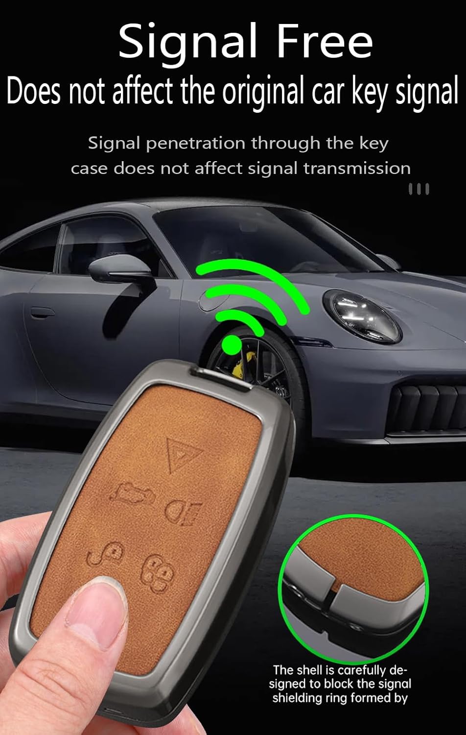 ontto Leather Key Cover Fit for Range Rover Sport Evoque 2010-2017 Smart Remote Key Fob Case for Discovery 4 LR4 2010-2015