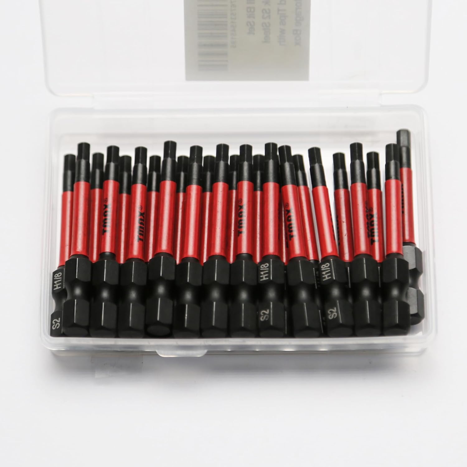 TMAX 25 pc H1/8 H-1/8 Inch Hex Head Allen Wrench Black High Torque Impact Screwdriver Insert Bits Set S2 Steel Torsion Resistant, 2 Inch Long, 1/4 Inch Hex Shank with Quick Release Slot