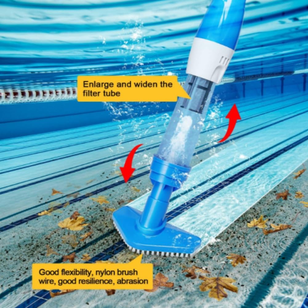 Aspirateur de Piscine pour et Petite Piscine, Aspirateur de Piscine Portatif pour Éliminer le Sable et les Débris avec Manche Télescopique (UE)
