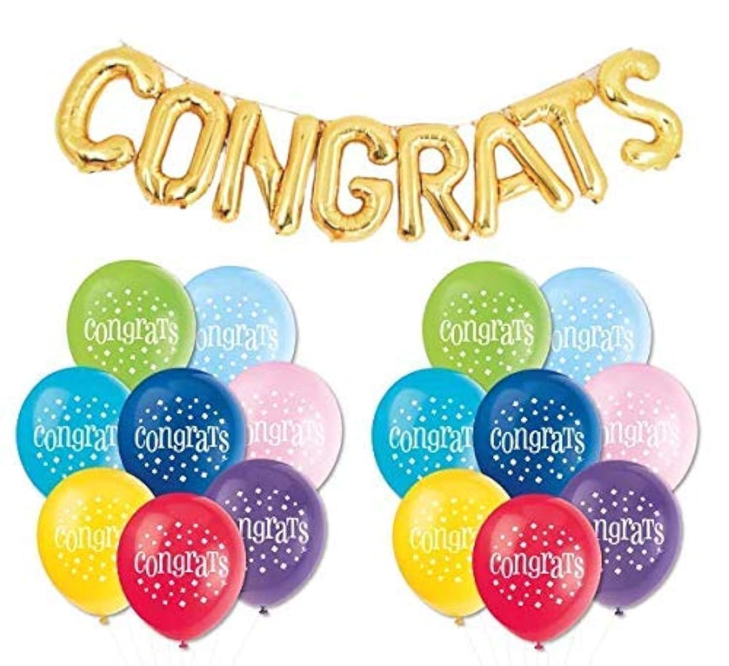 HK balloonsGold Congratulation Party Decorations Foil Balloons With Printed Congrats Balloons For Decorations (Congratulations Balloons Set)|31 Pcs