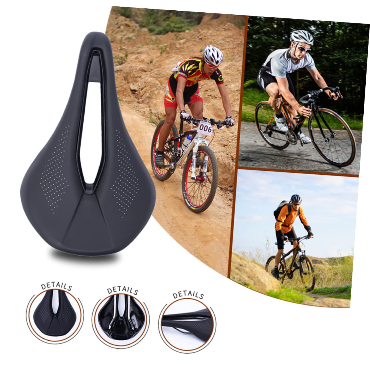 Selle de Vélo Creuse VTT Respirante en Acier Molybdène Noir