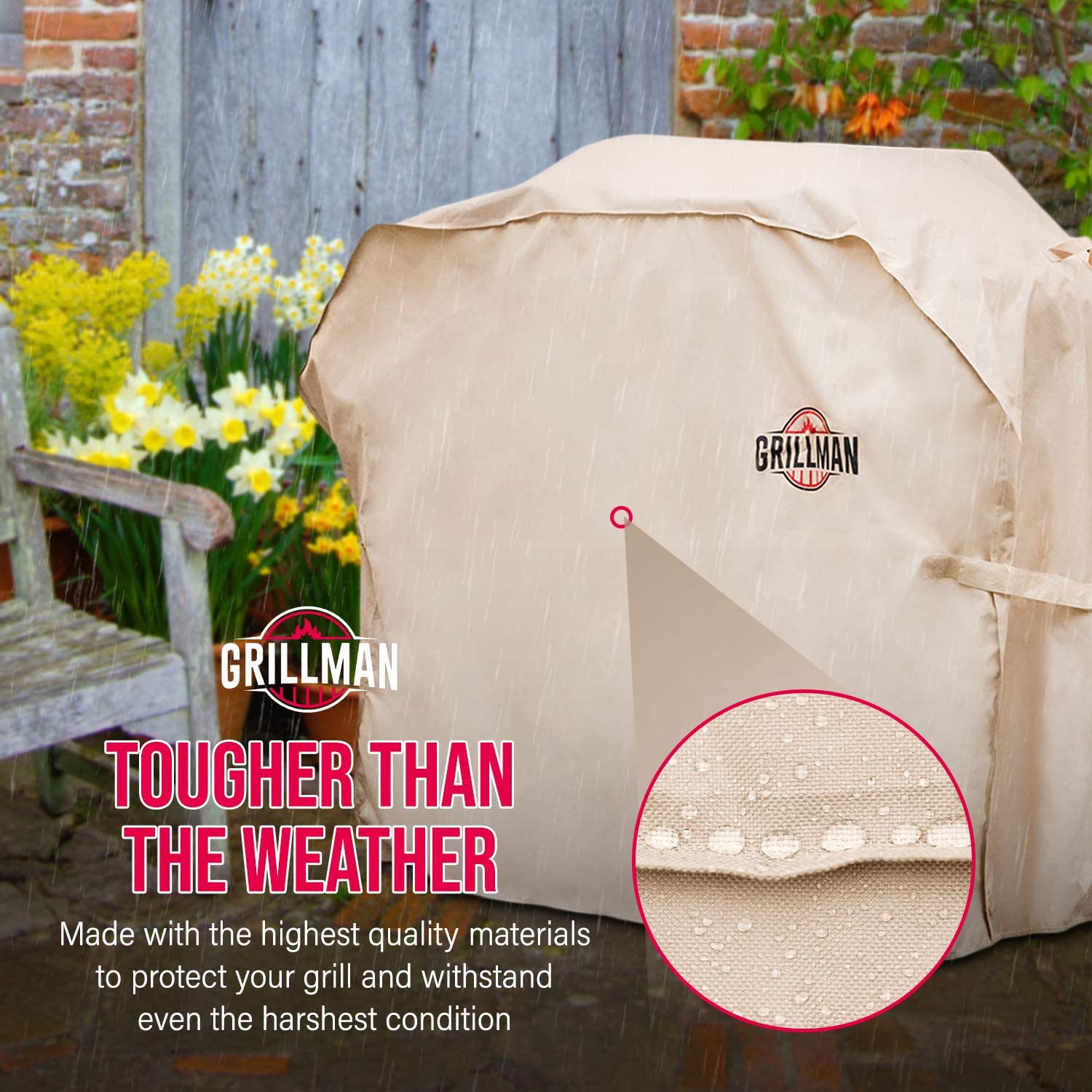 Grillman Funda Impermeable para Barbacoa, Color Canela Funda Protectora para Barbacoa Funda Impermeable para Barbacoa (132 cm, Canela)