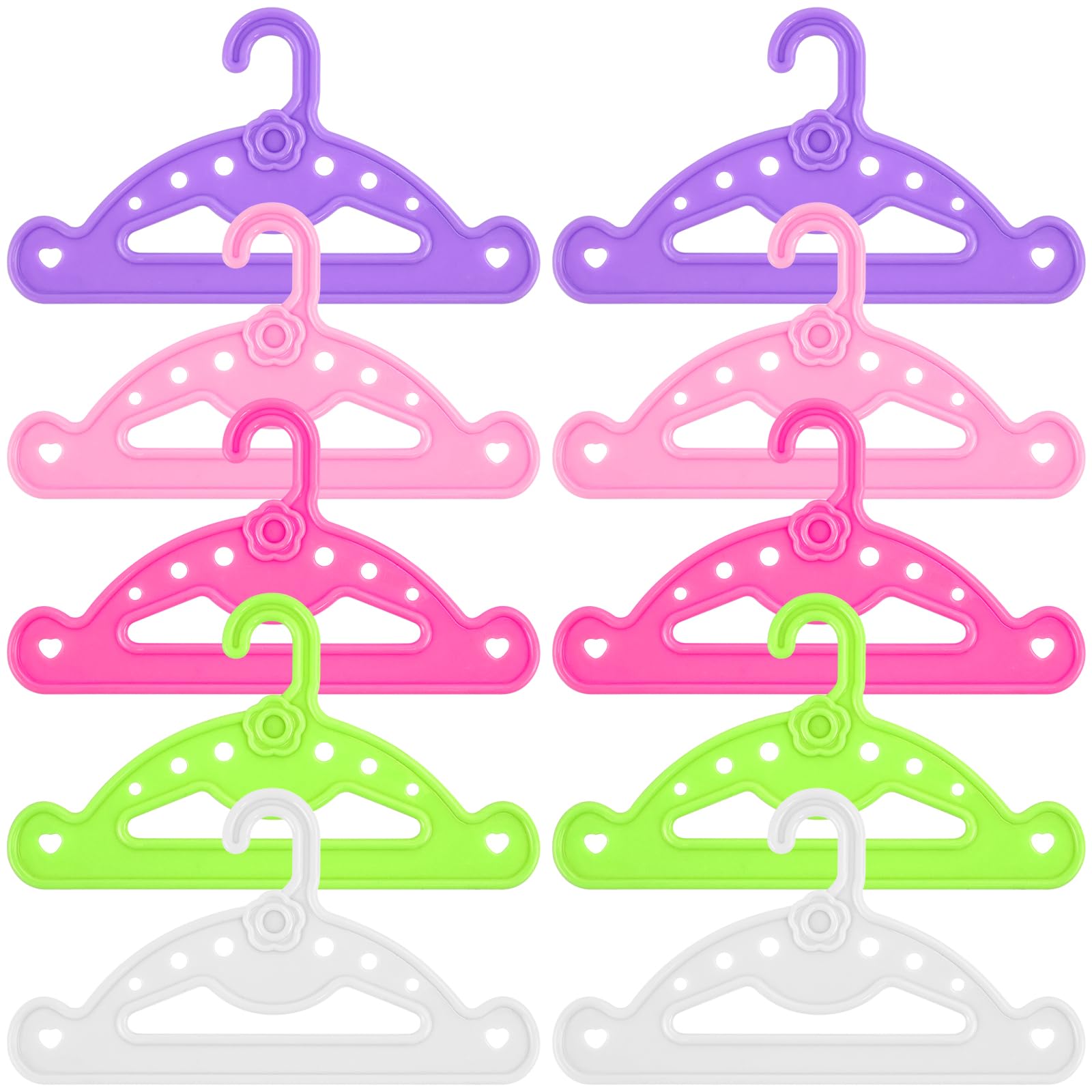 JAXICREY Pack of 10 Doll's Clothes Hangers, 12.5 cm Mini Clothes Hangers, Dolls Hangers, Colourful Small Hangers for Doll's Wardrobe, Clothes Rail, Wardrobe