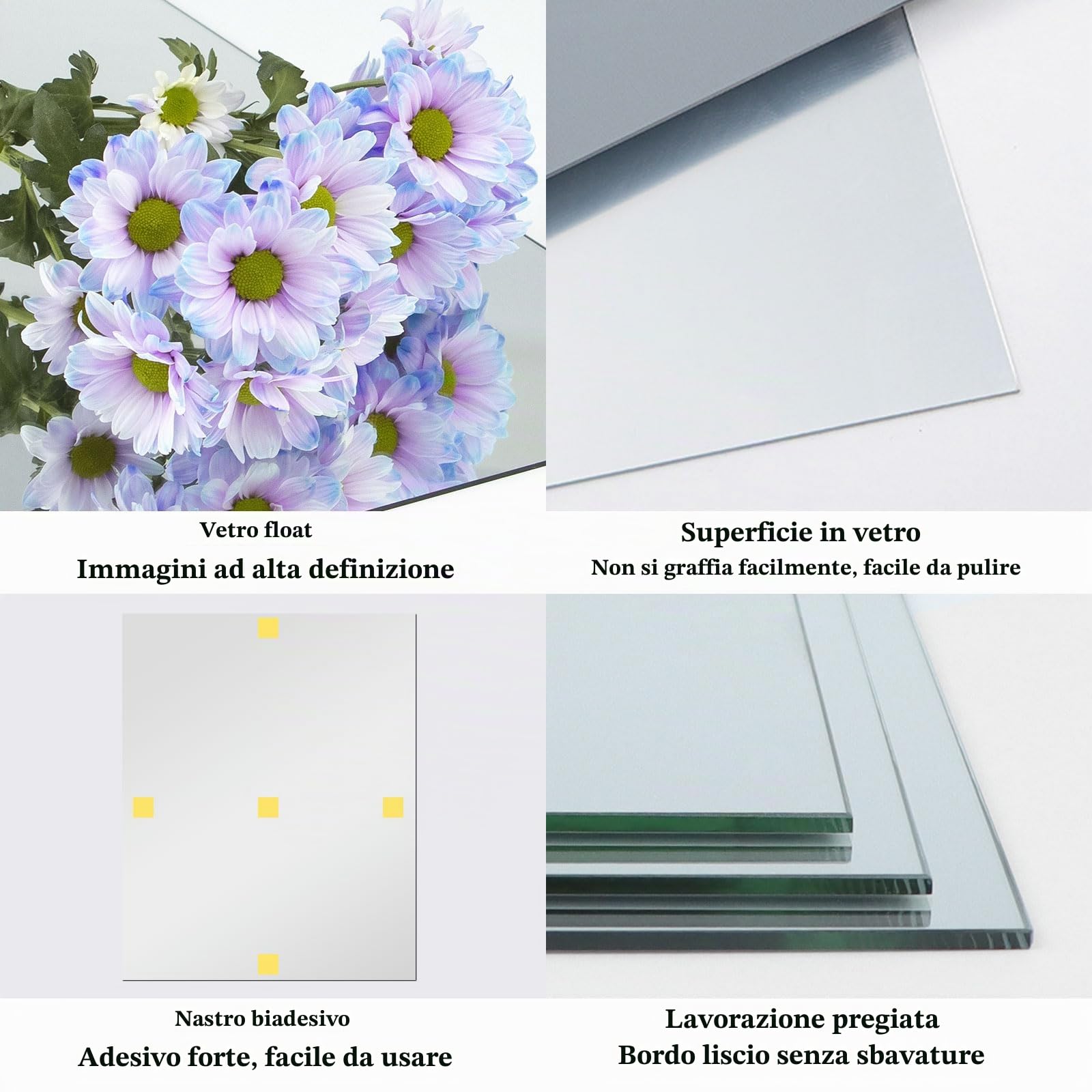 Specchio di vetro autoadesivo,specchio adesivo HD HD,film a specchio flessibile,piastrelle dello specchio autoadesivo,specchio da parete,per il bagno del bagno mobile la camera da letto(35,5*30 cm)