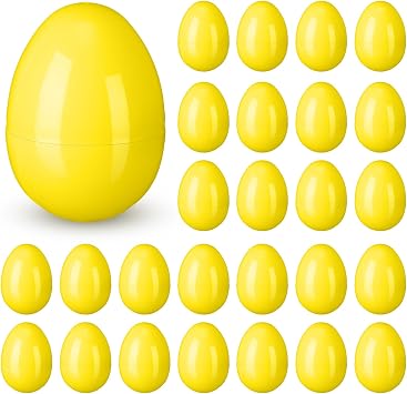 Silipull 36 Pack 3.1 Inch Jumbo Empty Plastic Eggs, Fillable Eggs for Egg Hunts, Candy Basket Stuffers, Party Favors, DIY CraftsYellow