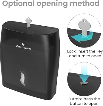 Touchless Paper Towel Dispenser by Oasis Creations - Wall Mount - Hold 500 Multifold Paper Towels - Black Smoke