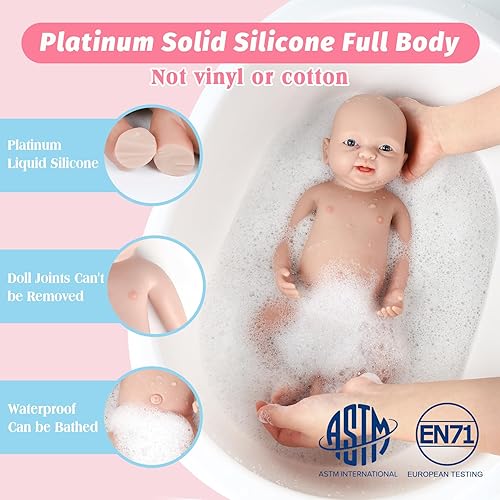 Miniatura 3 de Vollence Muñeca de bebé Reborn de silicona de 14 pulgadas que se ve real, no muñecas de vinilo realistas de silicona de platino recién nacido,