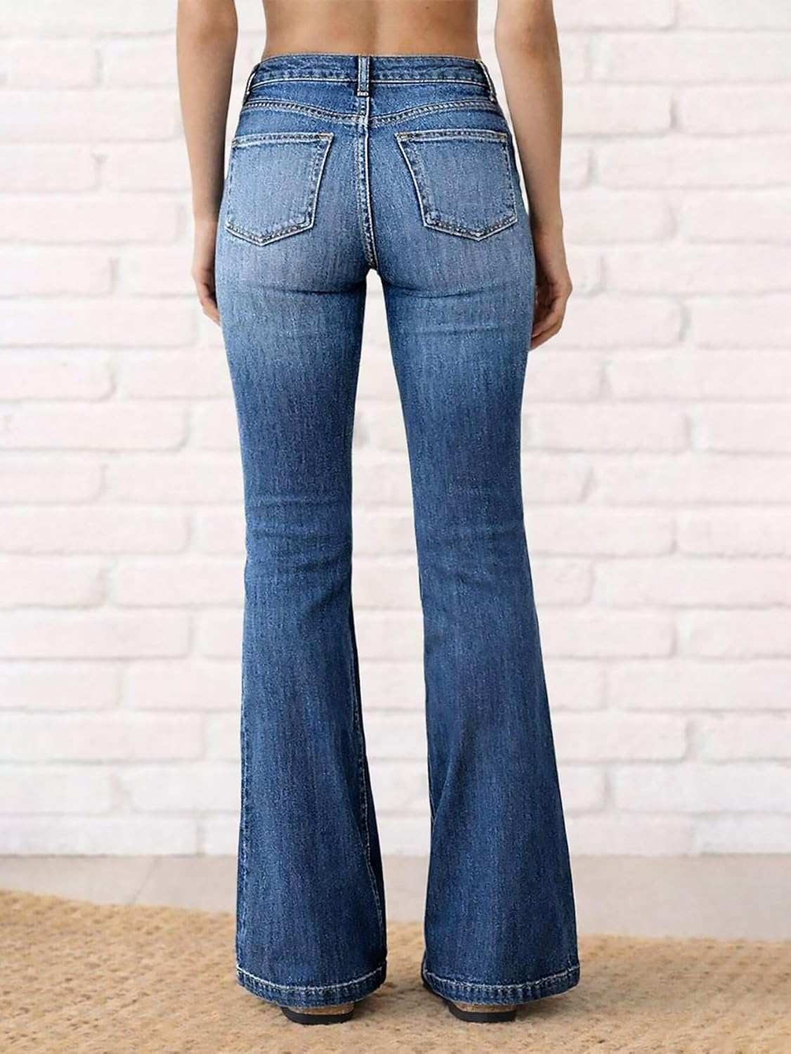 Flamingals High Waisted Bell Bottom Jeans for Women Stretchy Wash Flare Jeans Casual Western Slim Fit Denim Pants