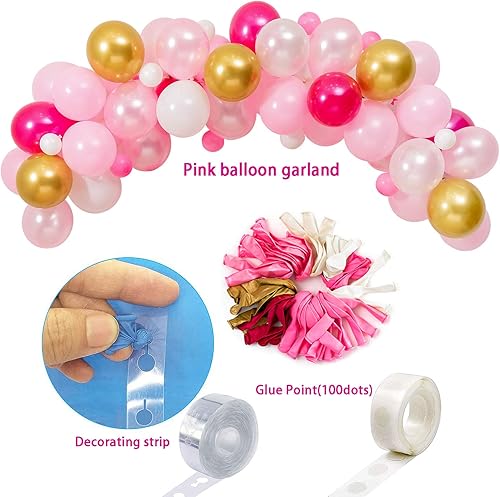 Miniatura 4 de Kit de decoración de primer cumpleaños para niña y guirnalda de globos rosa y dorado para decoración de pancarta de silla alta, corona rosa,