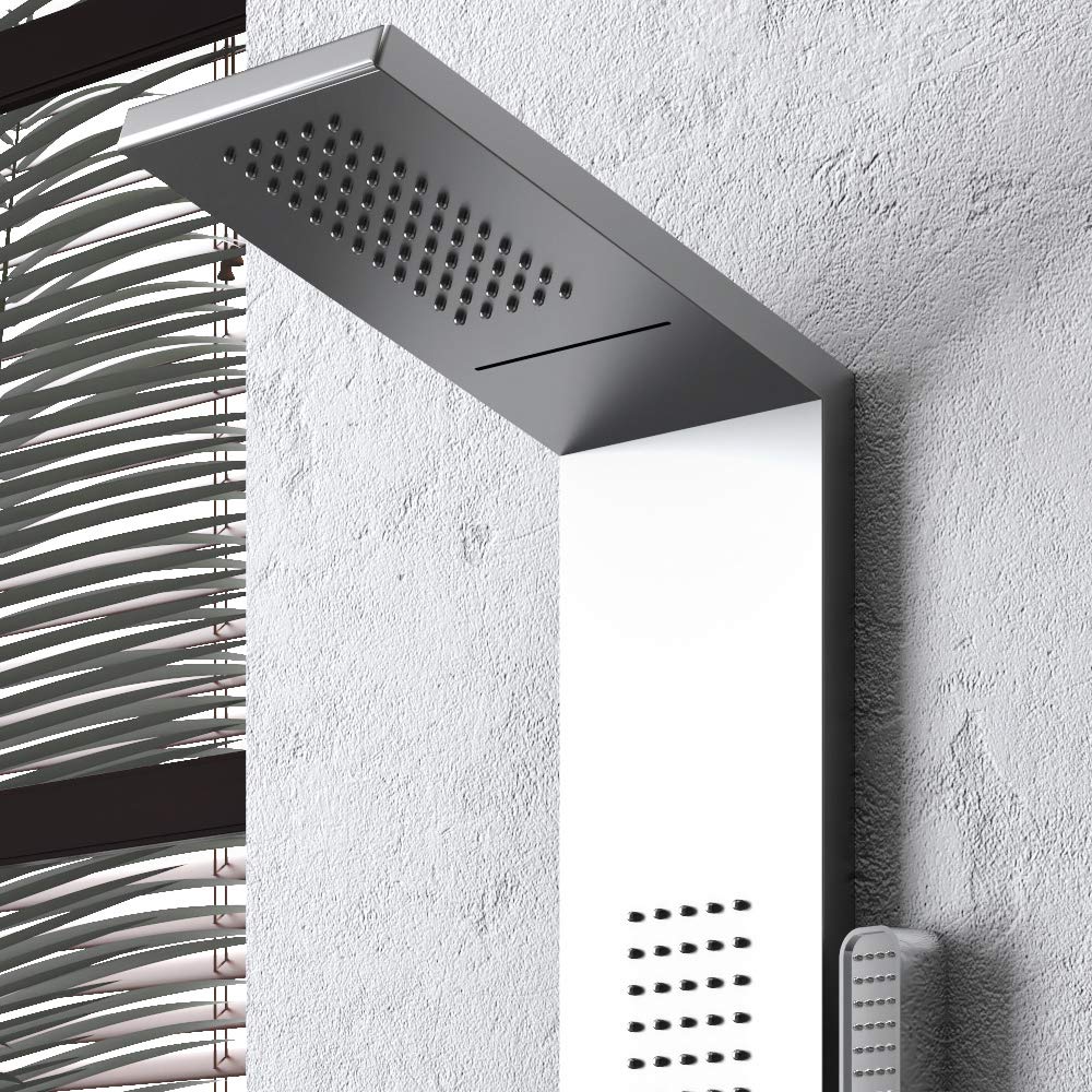 Colonna Doccia 002 4 Funzioni Acciaio Inox Getto A Cascata 2 Bocchette Idro Lombari L20xP44xH170