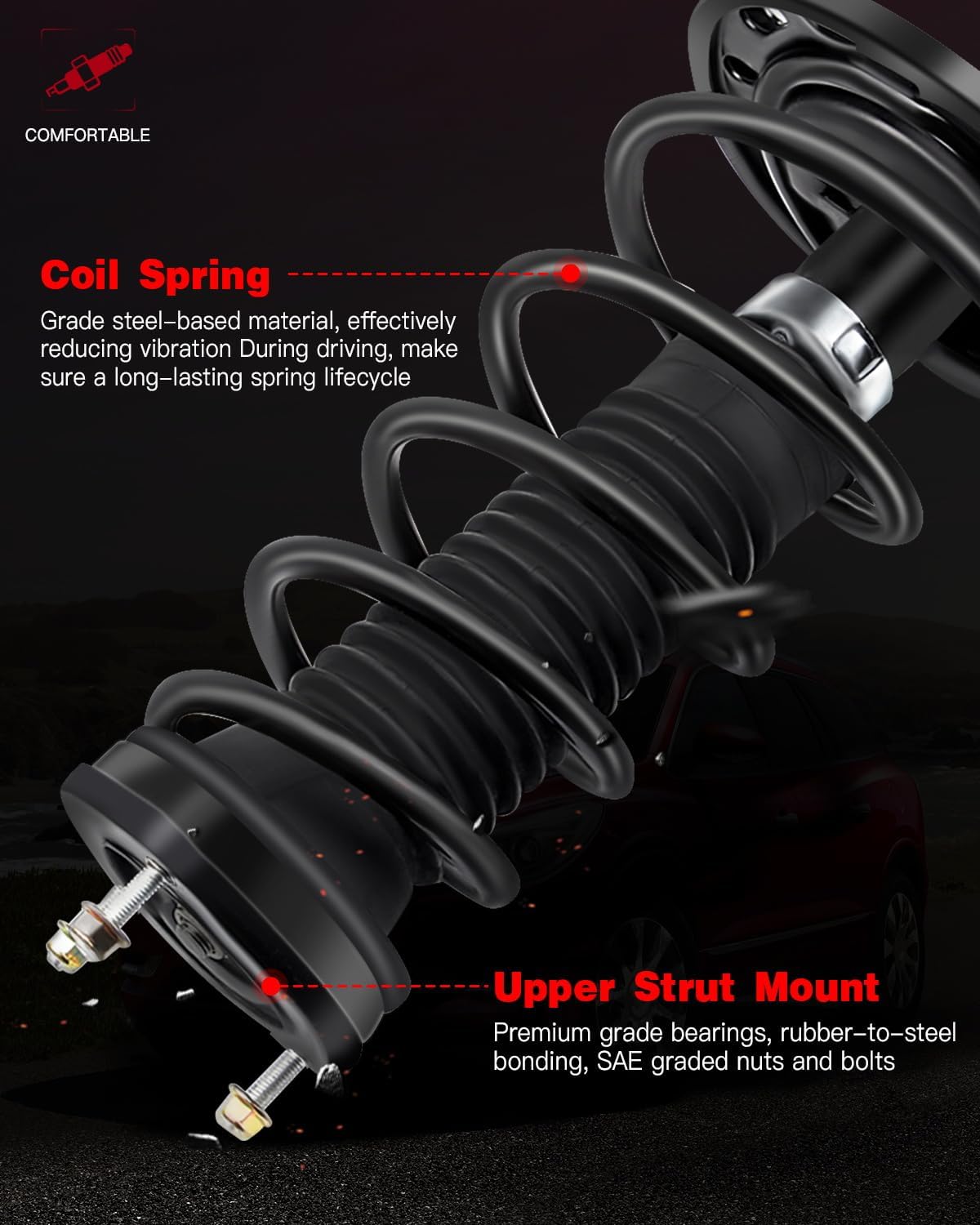 Front & Rear Complete Struts & Coil Spring Assembly Compatible for Lexus for ES330 2004-2006 for Toyota for Camry 2004-2006, Set of 4 Shocks & Struts Replace 172205 172207