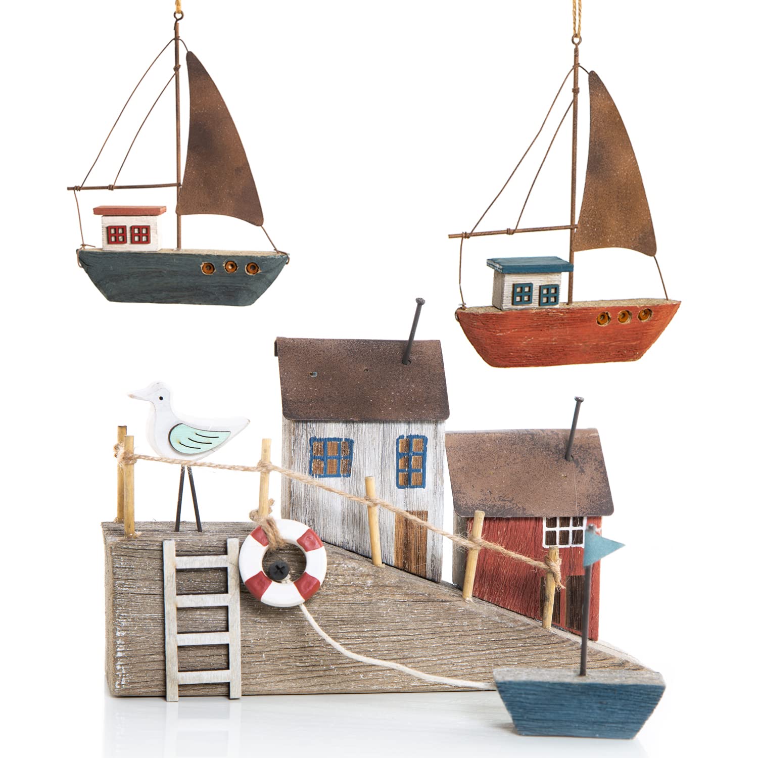 Quadro in metallo 3d barche a vela onde mare dorate 115x63 COLORI E