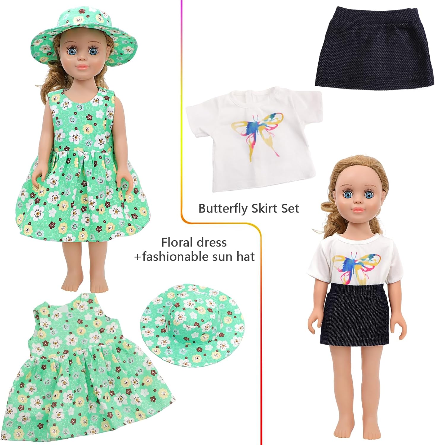 MSYO 10Pcs Doll Clothes Outfits for 16-18 Inch Girl Dolls,Handmade Fashion Clothing Set with Dresses,Tops,Pants,Hat,Casual & Party Styles,Gift for Kids Age 3+