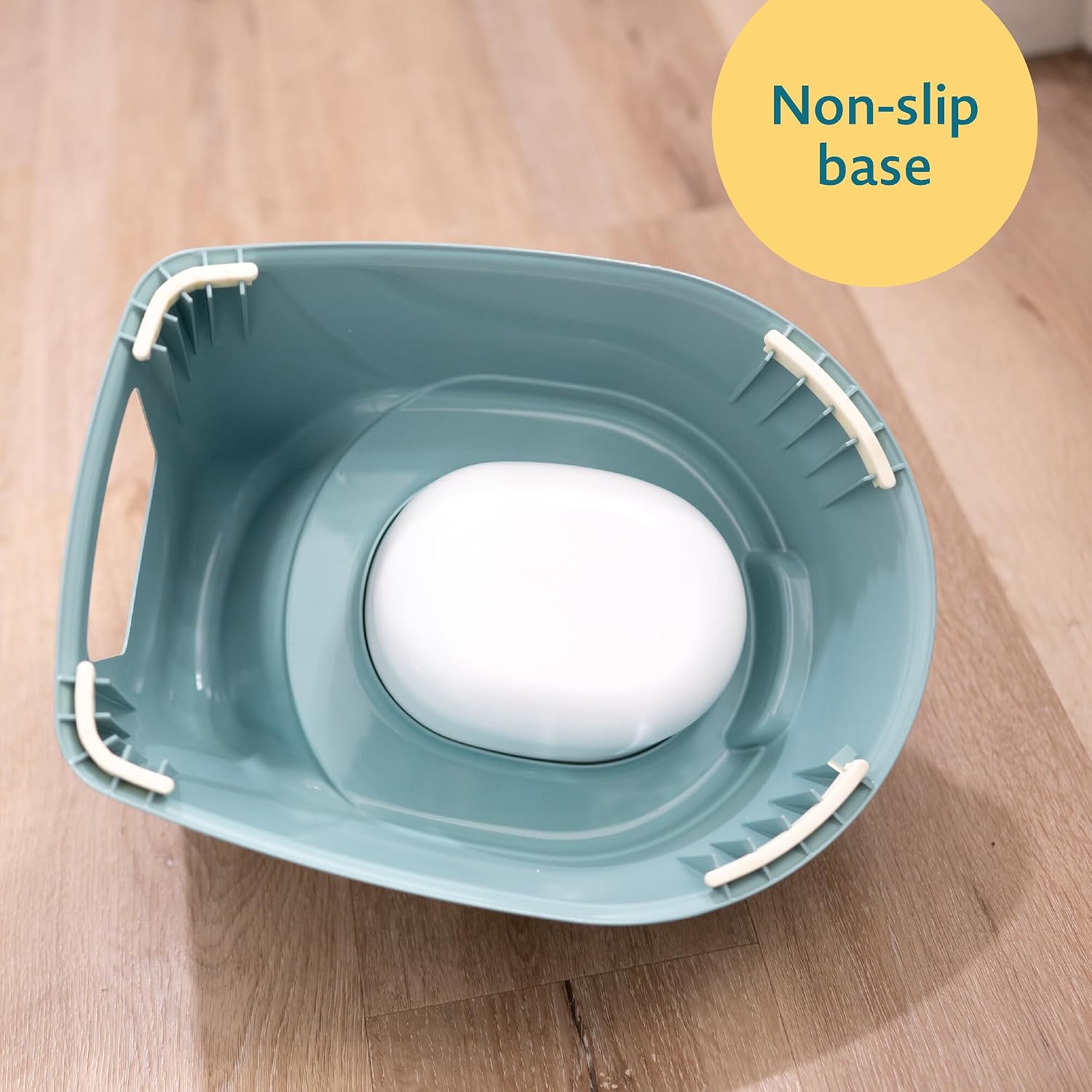 The First Years Sure Support Training Potty - Built-in Backrest and Splash Guard and Non-Slip Grip - Comfortable and Portable Toddler Potty Chair - Sage - 18 Months and Up