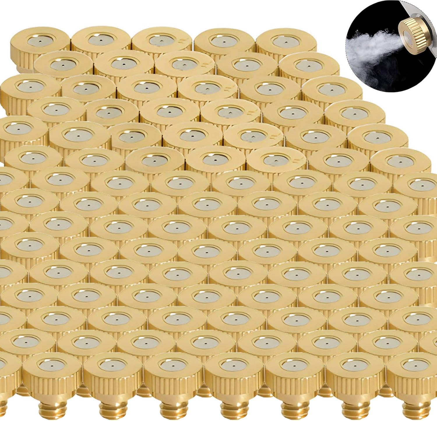 100pcs Low Pressure 3/16" Spray Misting Nozzle for Outdoor Cooling Misting System, Brass Farm Nozzle 10/24 UNC Fog Nozzles for Outdoor Cooling Misting System, Dust Removal(Size:0.3mm)