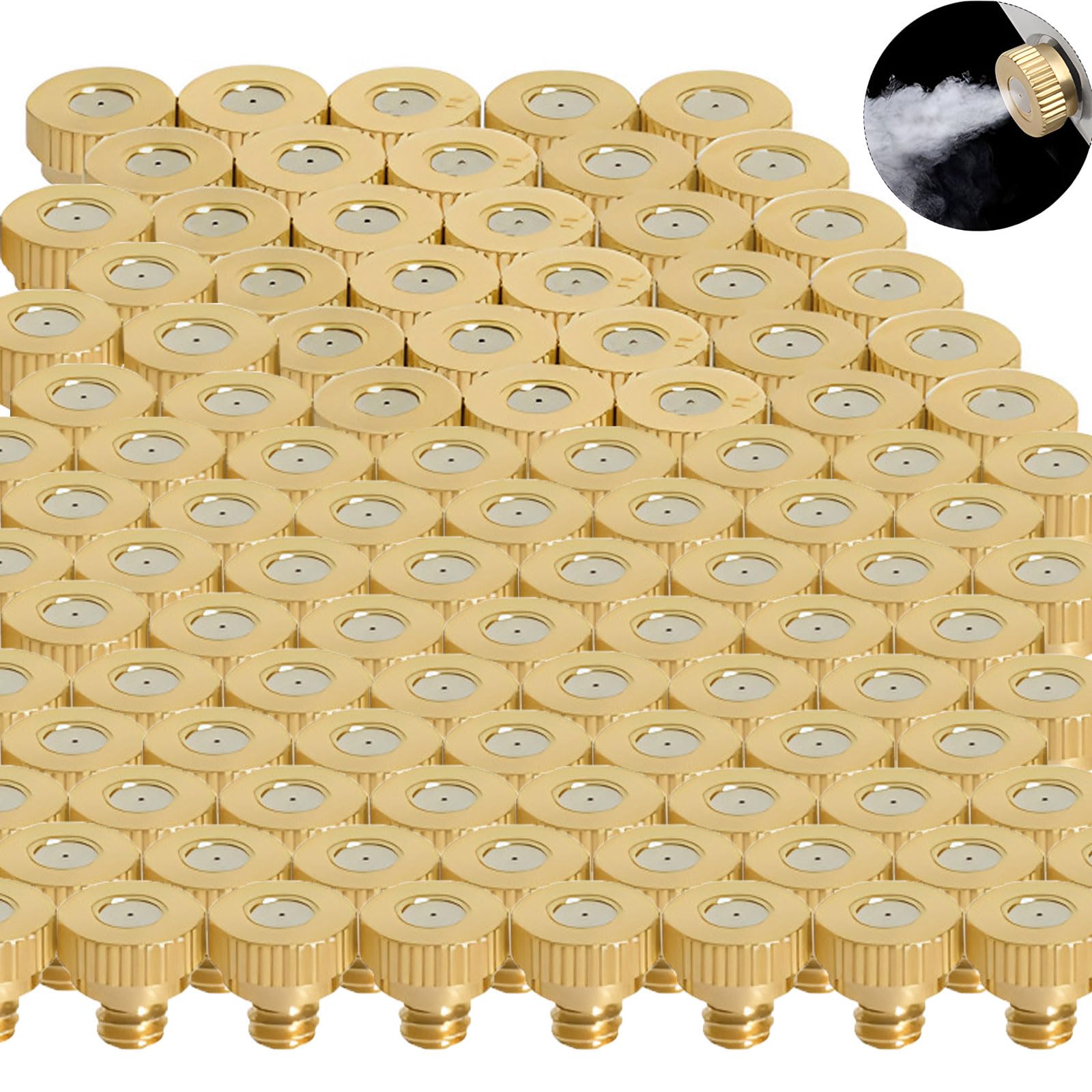 VOLWCO 100pcs Low Pressure 3/16" Spray Misting Nozzle For Outdoor Cooling Misting System, Brass Farm Nozzle 10/24 UNC Fog Nozzles For Outdoor Cooling Misting System, Dust Removal(Size:1.0m)